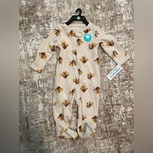 Carter's Beige and Brown Turkey Print Kids Footie size 6/9 months-NWT